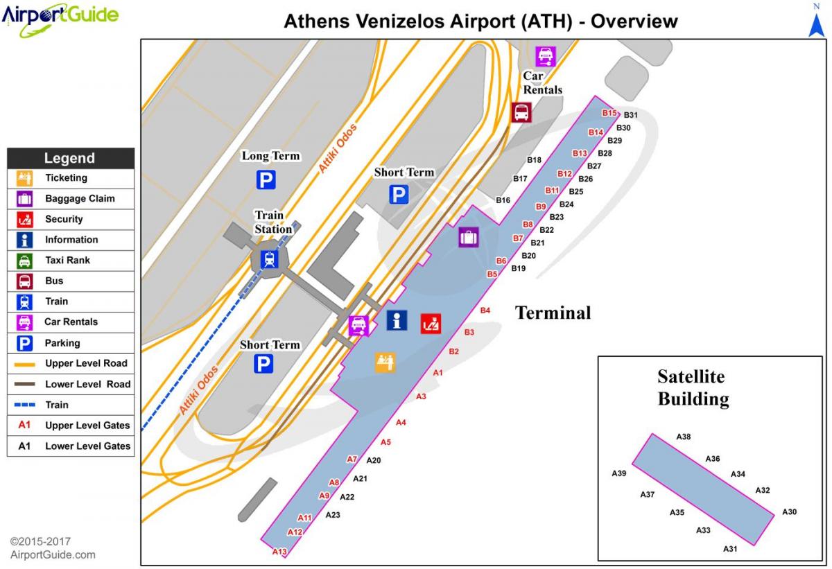 De luchthaven van athene gate kaart