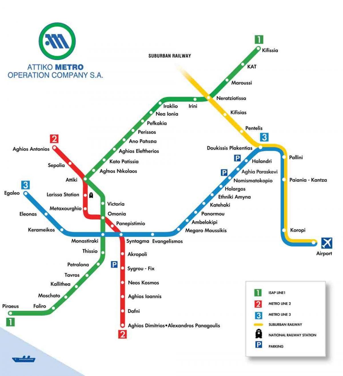 kaart van de luchthaven van Athene metro