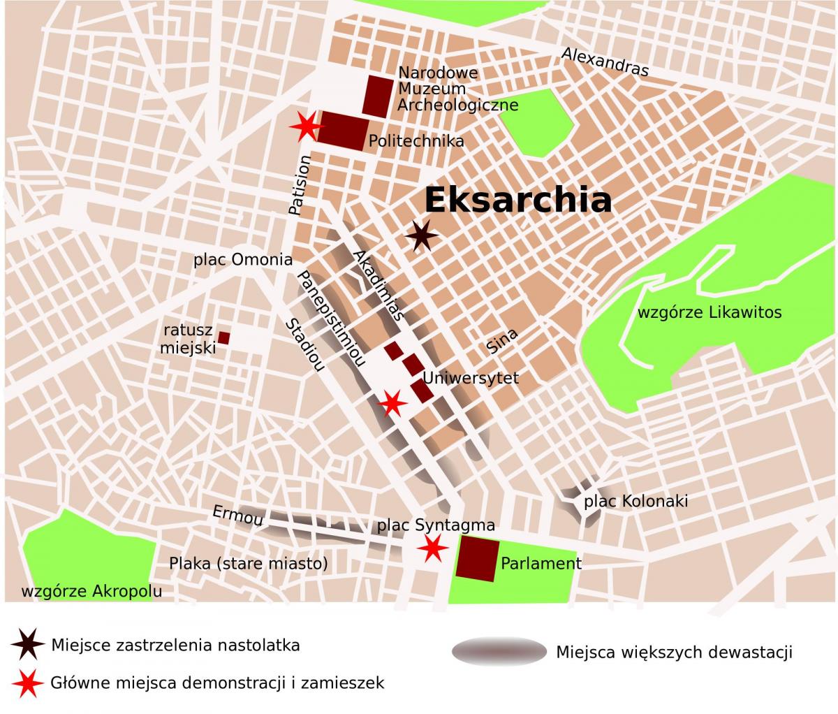 kaart van de wijk exarchia in Athene