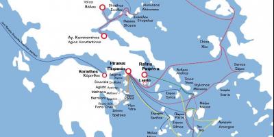 Kaart van Athene ferry