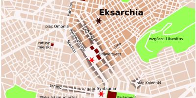 Kaart van de wijk exarchia in Athene