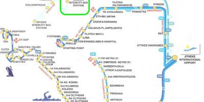 Kaart van liosion busstation Athene 