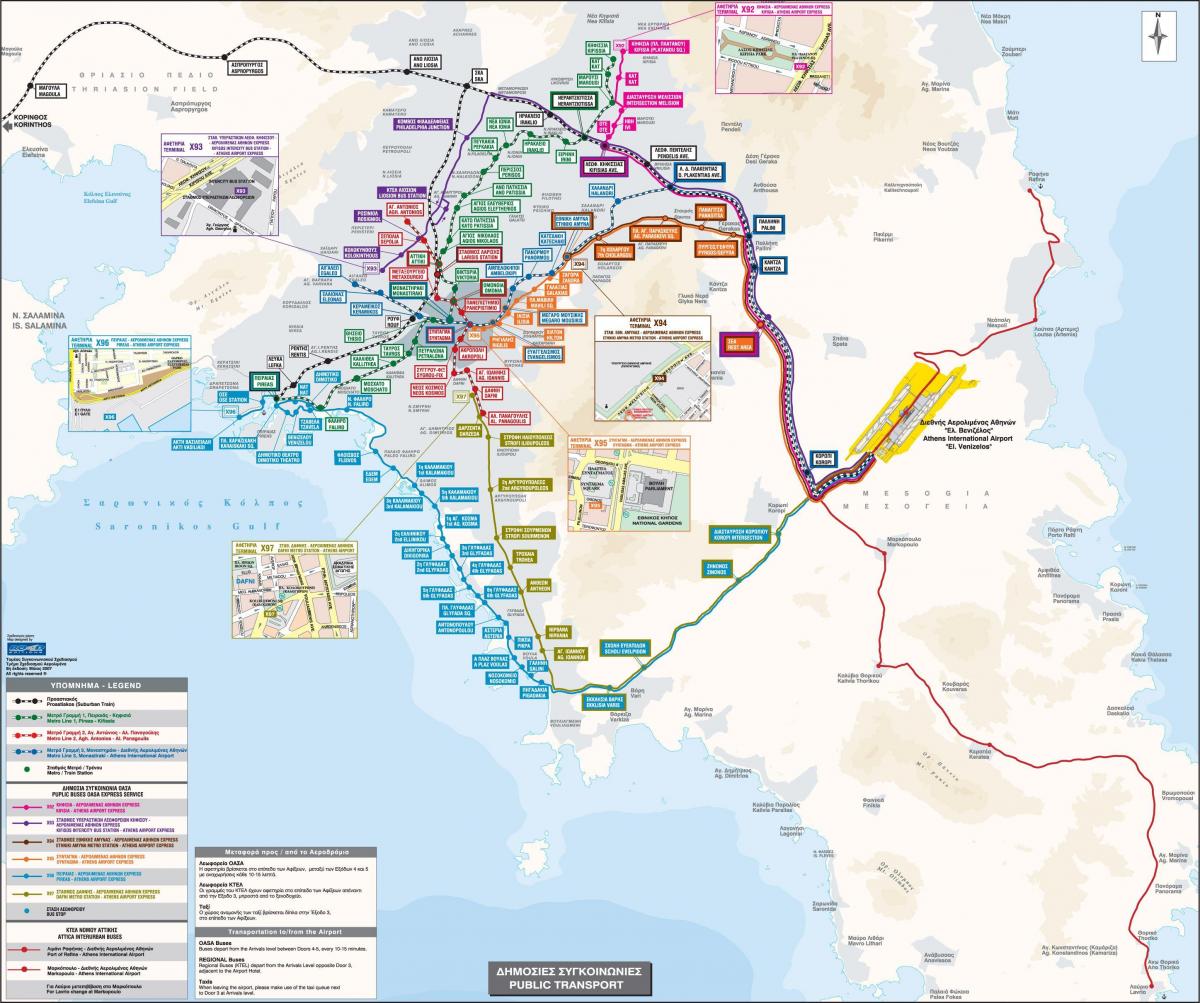 Athene griekenland bus routes kaart