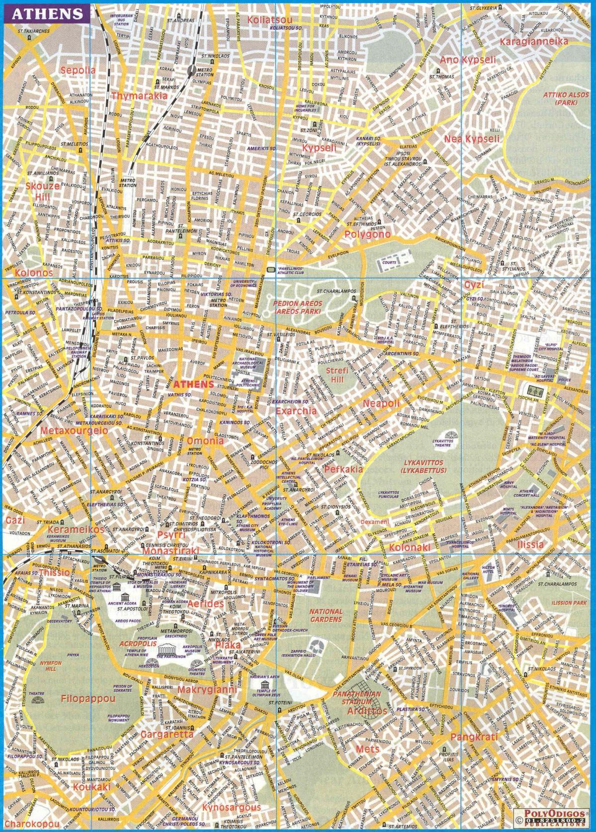 plattegrond van de stad van Athene, griekenland