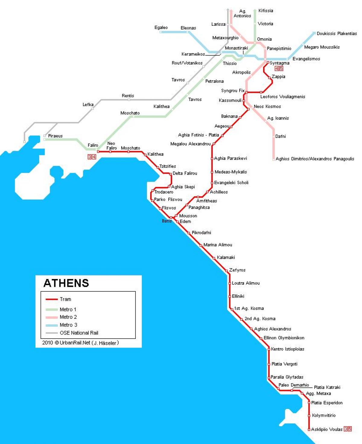 tram kaart Athene griekenland