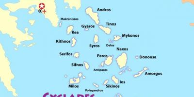 Griekse eilanden in de buurt van Athens kaart